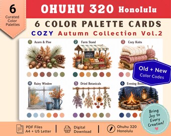 Ohuhu Color Palettes | Honolulu 320 | Cozy Autumn Collection Vol 2 | Pre-Colored Color Combo Guide | PDF Download | Practice Sheet