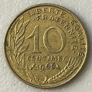 1966 France 10 Centimes Coin