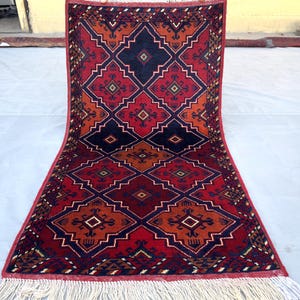 2x3 Red Color Biligik Rug - Washable Rug - Teal Rug - Wool Rug - Living Room Rug - Hand knotted Rug - Doormat Rug - Accent rug, Best & Soft!