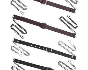 Scottish Sporran Belt with Chain – Adjustable Leather Replacement Belt for Kilt Sporran