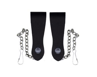 Kilt Sporran Suspenders in Plain Leather with Heavy Hooks and Chain Alternative to Chains Belt