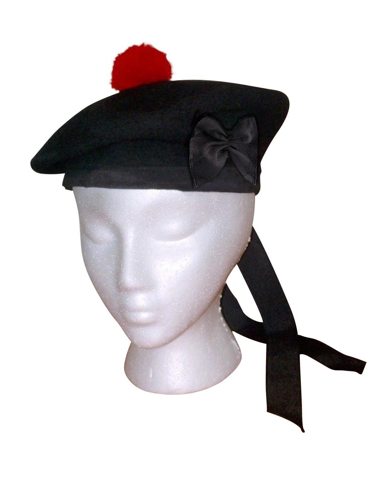 Tartanista Glengarry - Berretto Scozzese In Lana Australiana - Nero Unito 54 Cm