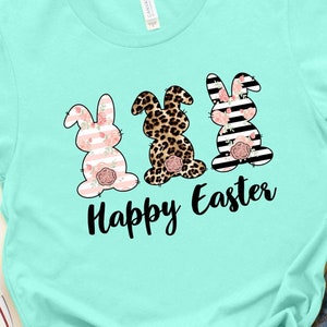 Happy Easter Shirt, Happy Easter Bunnies Shirt, Bunny Shirt, easter Bunny Shirt, Cute Easter Shirt, Leopard Bunny Shirt, Easter Matching Tee
