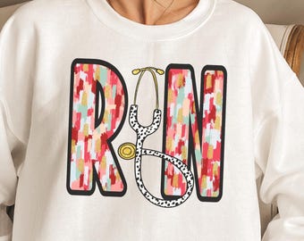 RN Sweatshirt, Nurse Crew Shirt, Nurse Gift, Vintage Registered Nurse Shirt, Cute Nurse Hoodie, Funny Nurse Crewneck, Retro Nurse Shirt