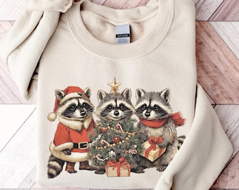 Kersttrui wasbeer, shirt wilde wasbeer kerst, T-shirt wilde wasbeer, trendy kerstshirt, shirt wilde maar feestelijk