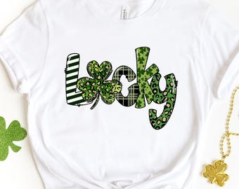 Maglietta leopardo fortunato, Maglietta trifoglio fortunato, Maglietta fortunata, Maglietta di San Patrizio, Maglietta del giorno di San Patrizio, Maglietta del giorno di San Patrizio, Regalo del giorno di San Patrizio per