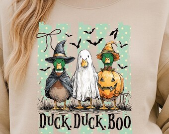 Duck Duck Boo Shirt, Funny Halloween Duck Tee, Witch Ghost Pumpkin Ducks, Cute Spooky Season Gift for Duck Lovers