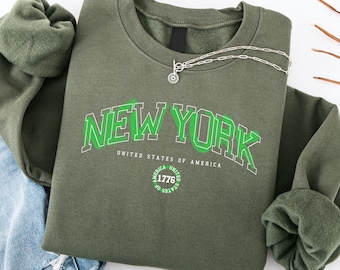 New York Shirt, New York USA 1776 Tee, NYC Green Graphic Shirt, New York Varsity Tshirt, NYC Gift Shirt, New Yorker Tee