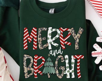 Merry and Bright Christmas Sweatshirt, Merry Christmas Family Shirt, Womens Christmas Sweatshirt, Holiday Sweater, Merry Christmas Gift
