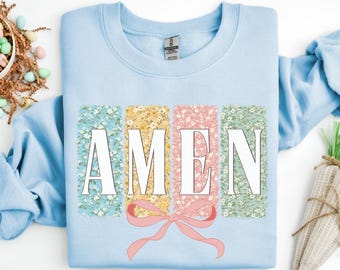 Ostern Amen Sweatshirt, Jesus Ostern Shirt, Ostern Sweatshirt für Frauen, süßes Ostern Outfit, Kirche Ostern Shirt, Ostern Christliches T-Shirt, Amen