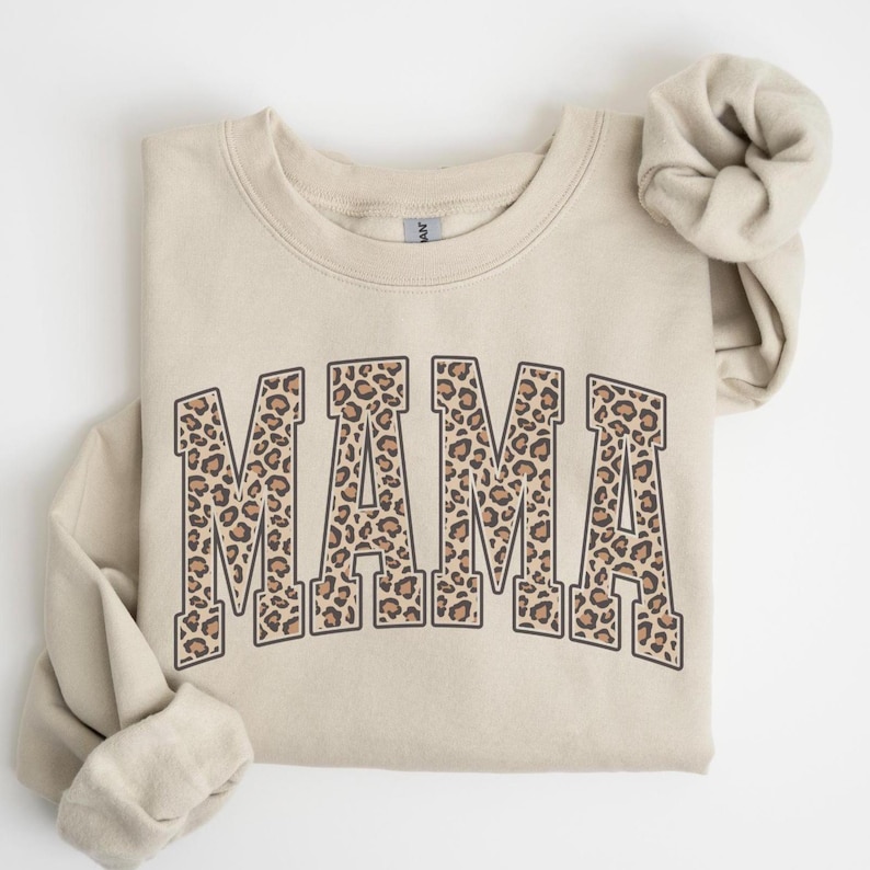 Leopard Mama Sweatshirt, Cute Mom Shirt, Retro Mama Shirt, Varsity Mama Crewneck, Gift for Mom, Vintage Mom Hoodie, Mother's Day Shirt