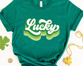 Maglietta retrò Lucky, Maglietta retrò per il giorno di San Patrizio, Maglietta Lucky, Regalo per il giorno di San Patrizio, Maglietta carina per San Patrizio, Maglietta per San Patrizio, San Patrizio Lucky