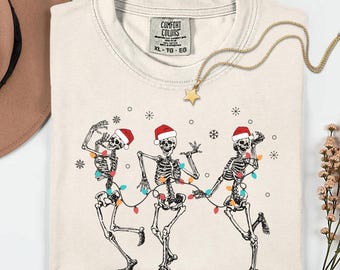 Comfort Colors® Dancing Skeleton Shirt, Retro Christmas Skeleton Shirt, Christmas Crewneck, Christmas Shirt, Christmas Gift, Skeleton Shirt