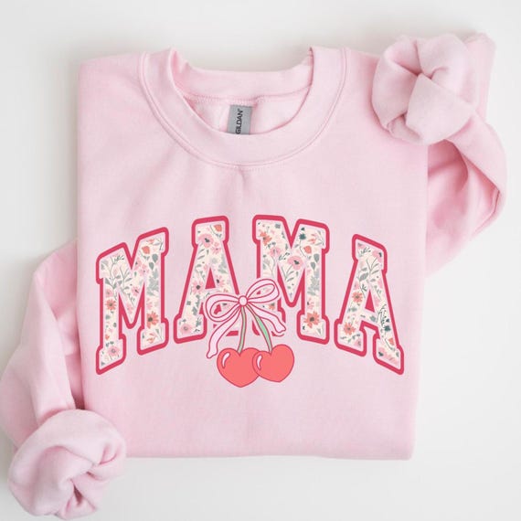 Cherry Mama Sweatshirt, Floral Mama Shirt, Retro Mama Sweatshirt