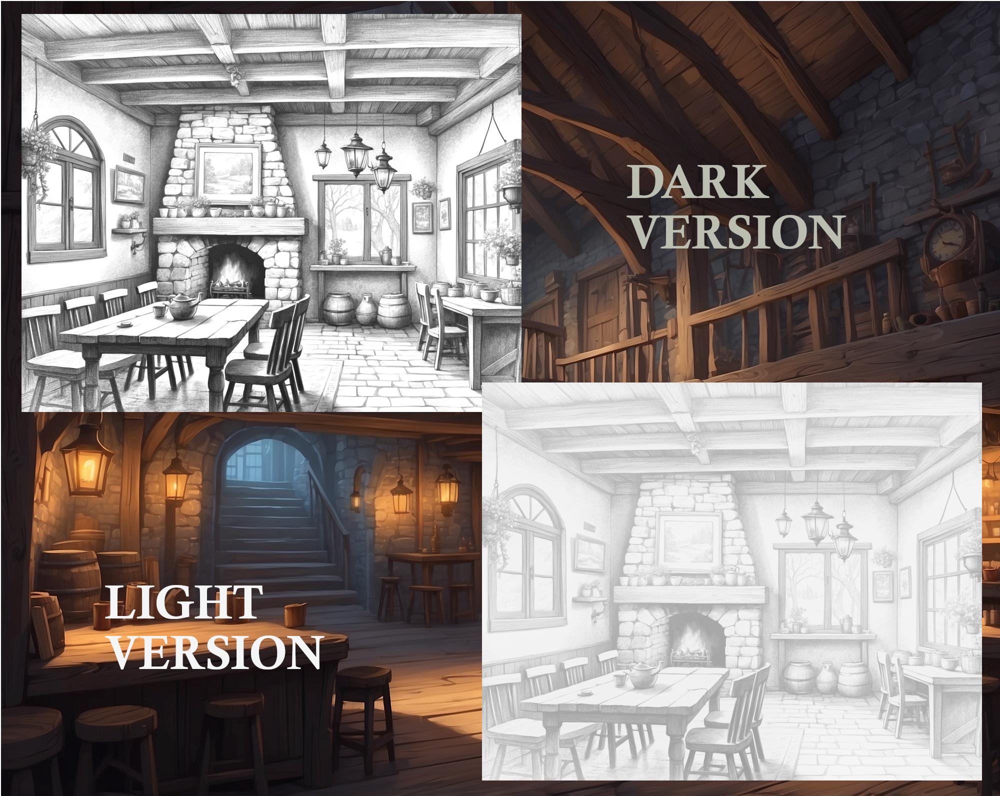 20 Old Fantastic Taverns Coloring Pages | A4 Size | RPG Art | Printable Fantasy Coloring Sheets ... 20 Old Fantastic Taverns Coloring Pages | A4 Size | RPG Art | Printable Fantasy Coloring Sheets ...
