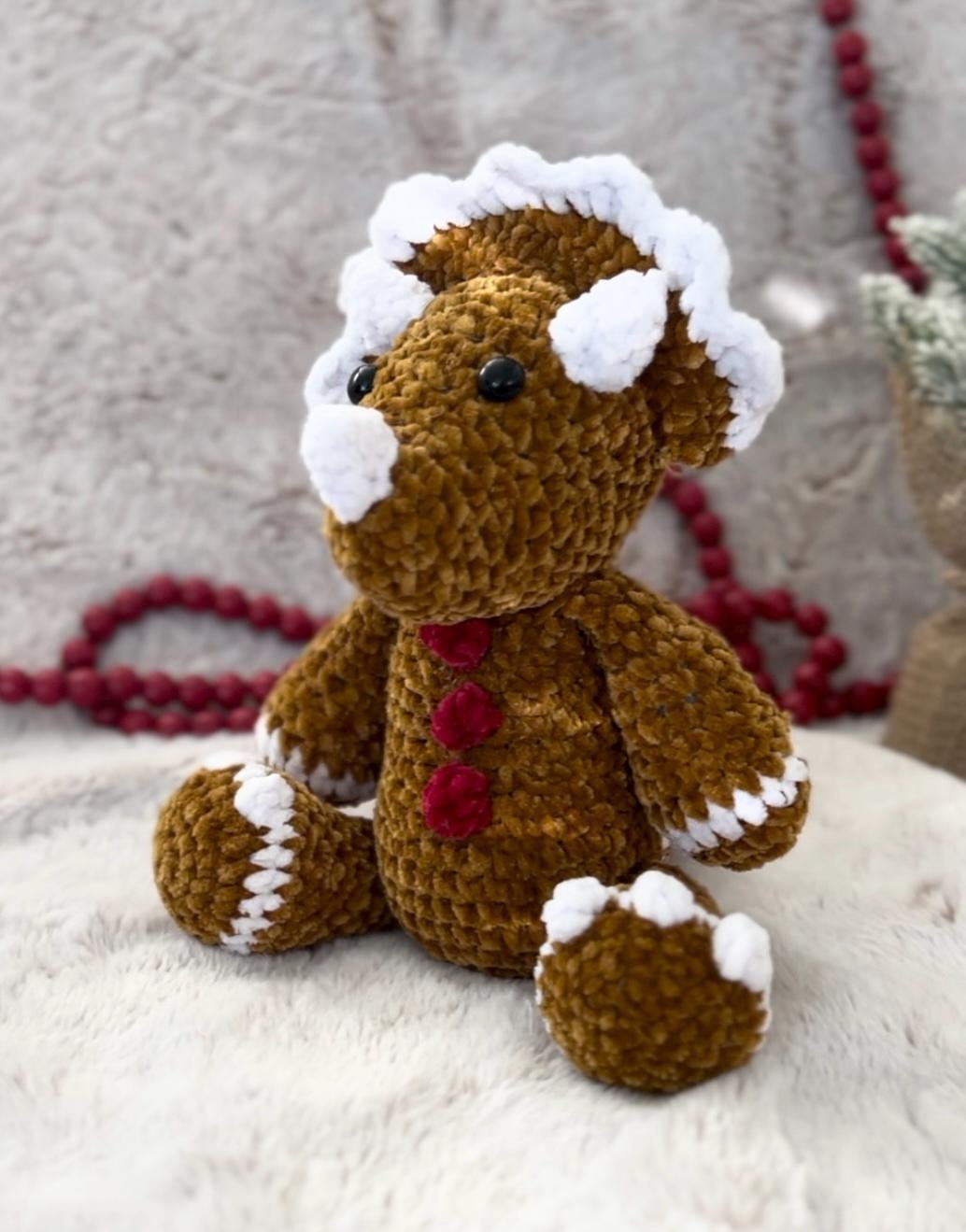39 Triceratops Crochet Patterns for Dino Lovers, Nursery Decor, and Handmade Gifts 12 Gingerbread Triceratops Crochet