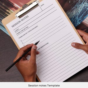 Notes de session client - téléchargement numérique - 2 versions pour un fichier PDF à remplir et des notes manuscrites imprimables