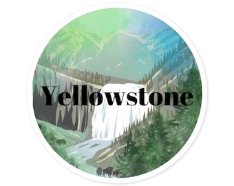 Yellowstone National Park Sticker, Colorful Laptop Decal, Water Bottle Sticker