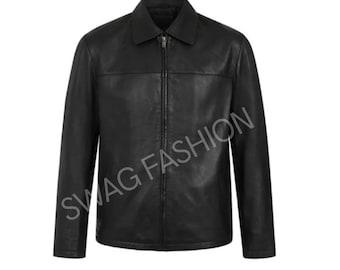 Men's Genuine Leather Jacket: Classic Black Biker Style