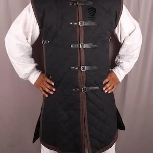 Handmade Thick Cotton Padded Gambeson armor, VEST Brown Gambeson cotton coat Jacket Under armor SCA Christmas, Cosplay, Easter Day Gift