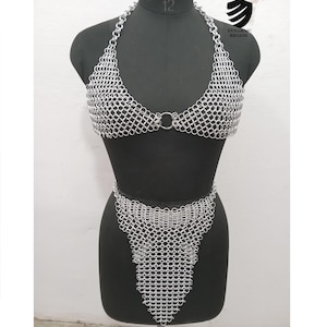 Aluminum Chainmail Bra and Panty Set: Larp Cosplay Costume