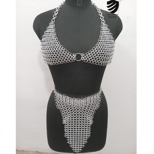Aluminum Chainmail Bra and Panty Set: Larp Cosplay Costume
