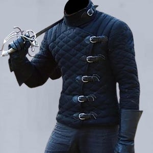 Thick Cotton Padded Black Gambeson armor, Full Sleeve Gambeson cotton coat Jacket Under armor SCA Labor Day , Easter's Day Gift |
