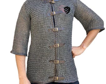 Mild Steel Chainmail Hauberk: Medieval LARP Armour, Open Front