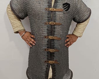 Medieval Chainmail Shirt: 9mm Flat Ring, Oiled Finish, LARP Armor