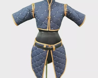 Ren Faire Gambeson femminile: armatura imbottita in cotone e pelle
