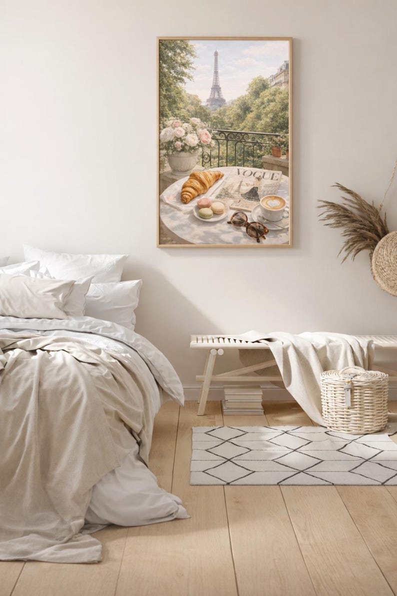 Paris Cafe Wall Art, Eiffel Tower Breakfast Print, French Travel ...