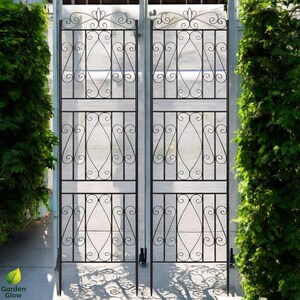 Set of 2 Garden Trellis with 3 Panels Each, Black Iron Climbing Plant Support for Garden, Patio, Backyard Decor, 80.6" Total Height