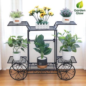 Metal Plant Stand with Wheels – 6-Tier Indoor Outdoor Plant Shelf, Iron Flower Display Rack for Balcony, Patio, Garden Decor