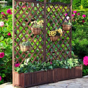 Hochbeet-Spalier – Rustikales Gartenbeet aus Holz für Kräuter, Blumen, Gemüse – Ideal für Terrasse, Balkon oder Garten – Stilvolle Außendekoration