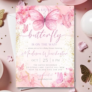 Butterfly baby shower invitation, butterfly invitation template, Butterfly Baby Shower, butterfly baby shower invitation for girl, Butterfly