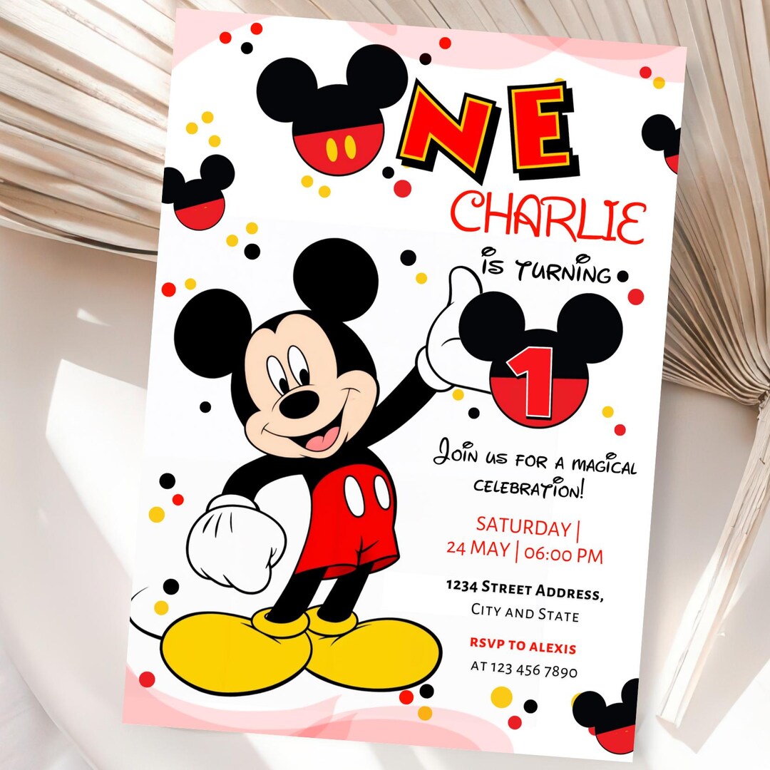 Editable Mickey Mouse 1st Birthday Invitation (digital Download) - Etsy