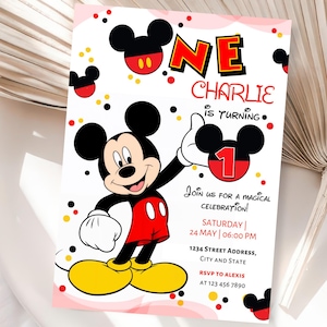 Editable Mickey Mouse 1st Birthday Invitation (Digital Download)