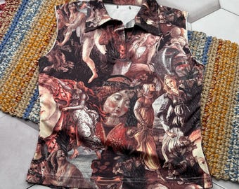 Mesh Top | Renaissance Shirt Blouse Print | Venus Cherub See