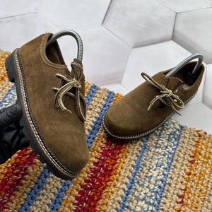90&#39;s Suede Chunky Shoes With Asymmetrical Lacing Women&#39;s Size 36