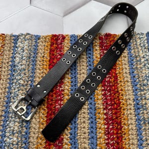 Vintage Leather Belt With Metal Rings Women&#39;s Size One Size