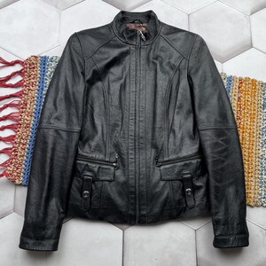 Vintage Leather Jacket With Straps Women&#39;s Size S
