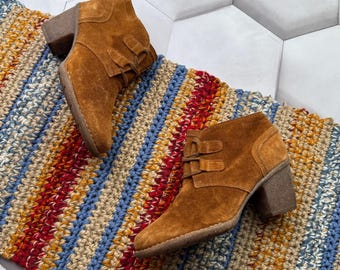 Botas vintage de ante con tacón para mujer, talla UK 8/US 10/EUR 42