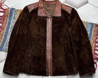vintage Veste en cuir en daim de l'an 2000