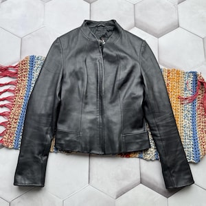 Vintage Cropped Leather Jacket Women’s Size S