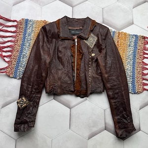 Vintage Cropped Leather Jacket Women’s Size S