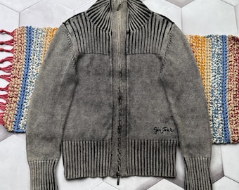 トップス 2003 STONE  DoubleZip Knit Sweat トップス 2003 STONE DoubleZip Knit Sweat Vintage Y2K Ribbed Stone