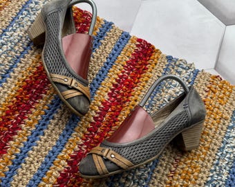 Ballerines vintage en cuir pour femmes Mary Jane Chaussures à brides grises décontractées à talons bas