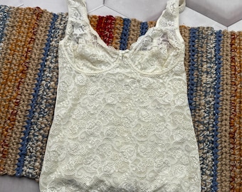 Vintage Lace Camisole Women White Sheer Lace Tank Y2K Romantic Cami Top