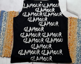 Y2K Glamour Graphic Linne Dam Svart Ärmlös Statement Streetwear T-shirt