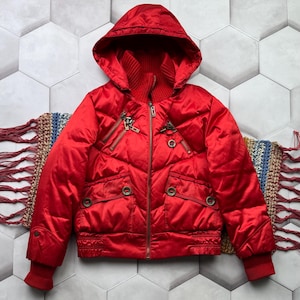 Vintage Cropped Hooded Jacket With Zippers Women&#39;s Size M